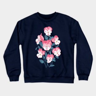 Pink Pansy Flowers Crewneck Sweatshirt